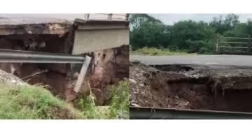 Un puente quedó dañado y restringieron el tránsito en la Ruta 5 tras el temporal